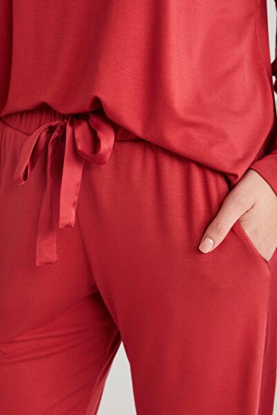 Catherine's Kadın Uzun Kol Kırmızı Pijama Takım C9T0N6O2