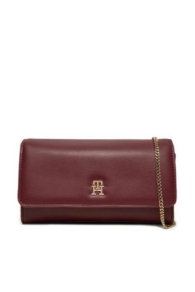 Tommy Hilfiger Dámský řetízkový popruh s logem značky Kožená vínová taška přes rameno AW0AW16891-V18