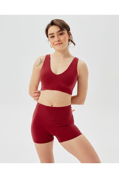Ayma Active Pantaloni scurți mini jambiere fără cusături din bumbac organic pentru femei Sangria