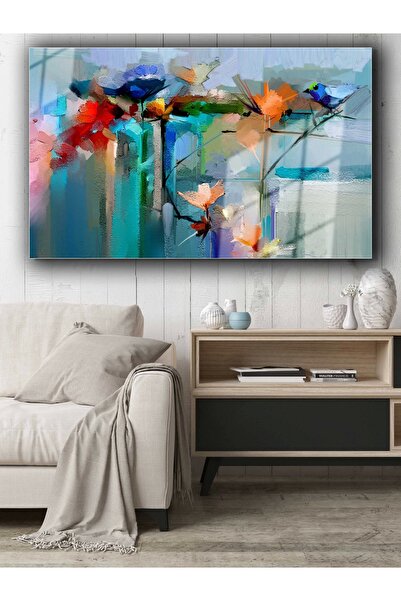 bestablo Soyut Ağaç Ve Kuş Cam Tablo