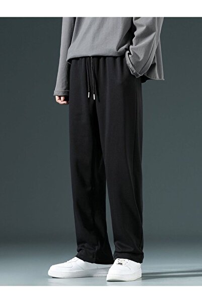 FİTGO Pantaloni de sport negri cu 3 fire pentru bărbați