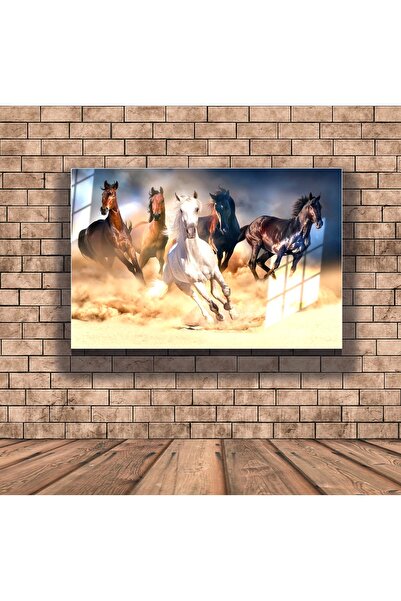 bestablo Koşan Atlar Cam Tablo