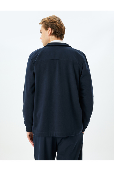 Koton Regular Fit Cotton Blend Raster Long Sleeve Basic Zip-Up Sweatshirt