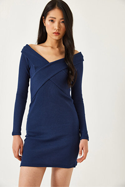 Bianco Lucci Rochie lungă pentru femei cu guler încrucișat 2448 60261203