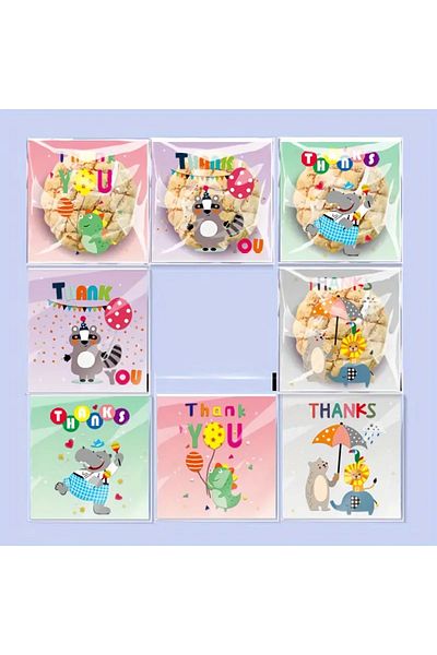 PABALAS 10 Pcs Cute Animals Pattern-Designed Self-Adhesive, Candy & Cookie Bags