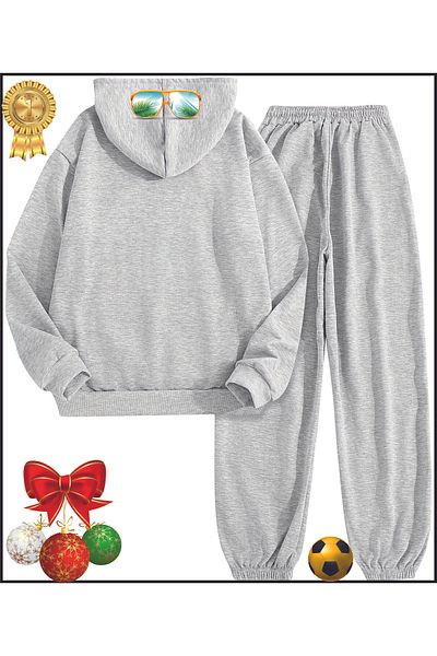 HOFFNUNG Ny New York Grey Printed Full Hoodie Tracksuit Set
