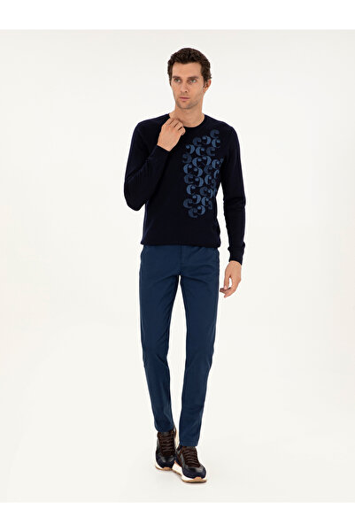 Cacharel Lacivert Slim Fit Pamuk Karışımlı Kanvas Pantolon 50292446-VR033