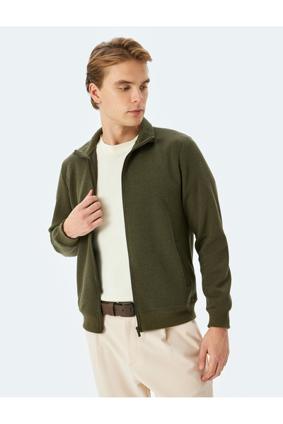 Koton Long Sleeve Cotton Blended Basic Zip-Up Sweatshirt