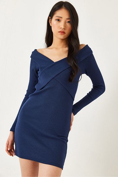 Bianco Lucci Langes Damenkleid mit Kreuzmuster 2448 60261203