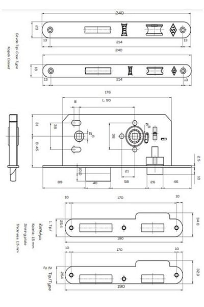 KALE 40 Pieces 149 R WC Interior Door Mortise Lock