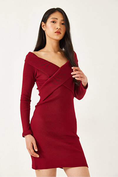 Bianco Lucci Rochie lungă pentru femei cu guler încrucișat 2448 60261203