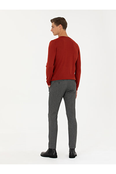 Cacharel Antrasit Beli Kemer Tokalı Slim Fit Kanvas Pantolon 50274014-VR006