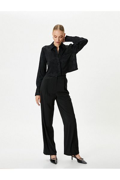 Koton Star Patterned Satin Shirt - Long Sleeve