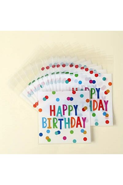 PABALAS 10 Pieces Happy Birthday Pattern-Designed Self-Adhesive, Candy & Cookie Bags