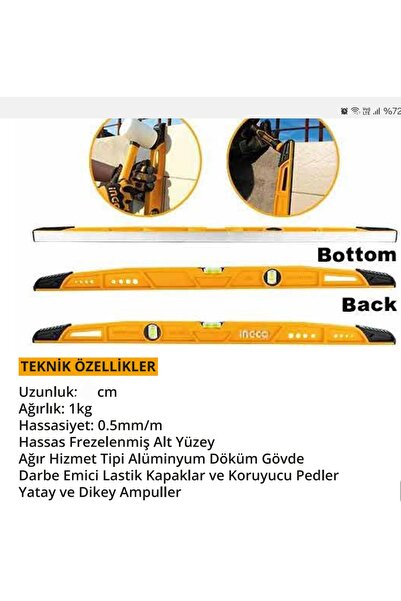 Ingco FIBERGLAS 80CM SU TERAZİSİ