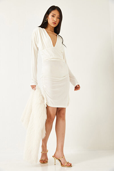 Bianco Lucci Γυναικείο φόρεμα Gathered Sides 0180 60261108