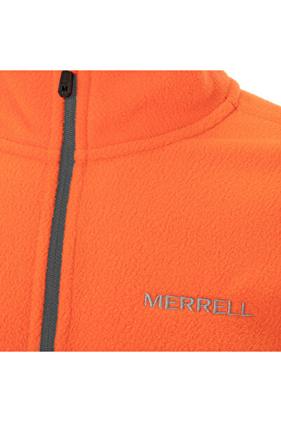 Merrell Orange Men's Stand Collar Plain Fleece Sweatshirt