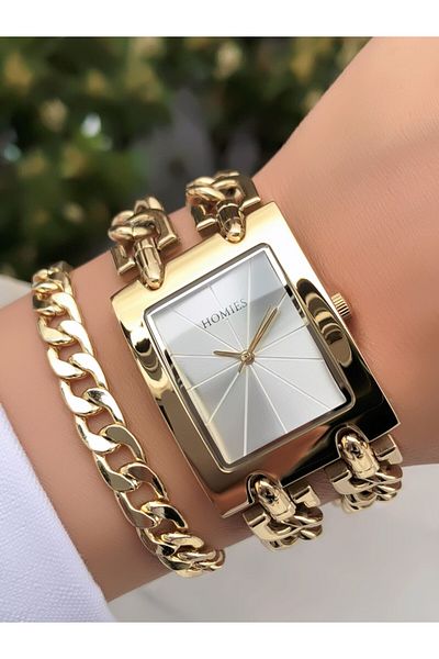 Homies Two Chain Steel Band Original Invoice Waterproof Women's Watch Bracelet Gift