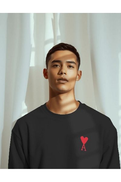 AEMİ Unisex Φούτερ Ami A με στάμπα Oversize Crew Neck