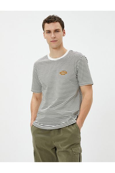 Koton College T-Shirt Embroidered Crew Neck Short Sleeve