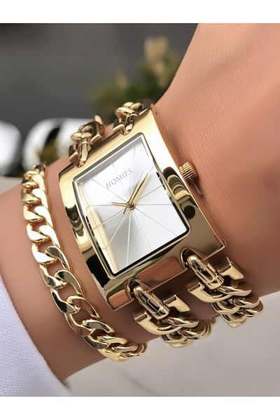 Homies Two Chain Steel Band Original Invoice Waterproof Women's Watch Bracelet Gift