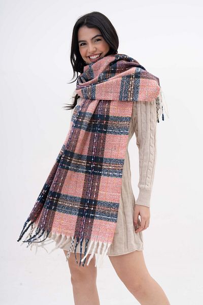 FENZA SCARF LOLA SQUARE STRIPES MODEL LANA-AKRILIC MIXTĂ BATĂ DE IARNĂ