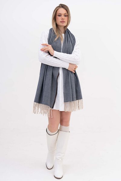FENZA SCARF ȘAL DE IARNĂ CU DETALII KELVIN STRIP, AMESTEC DE LÂNĂ-ACRILIC