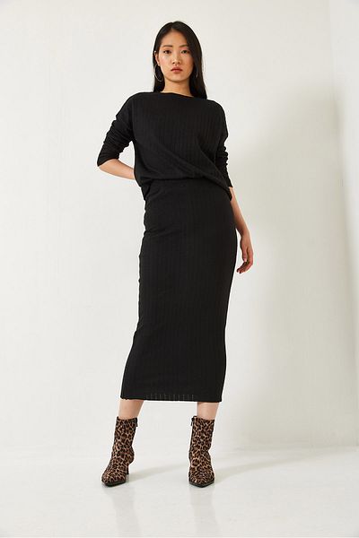 Bianco Lucci Women's Crew Neck Long Sleeve Skirt Bottom Top Suit 0182 60261207