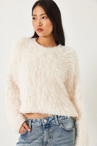 Bianco Lucci Women's Furry Knitwear Sweater 241223 60261213