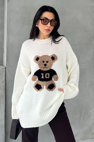 Seda Yalçın Atelier Teddy Bear Embroidered Ecru Knitwear Sweater