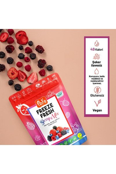 Pol's Freeze Fresh Berry Mix 16 G, Fruit Mix 20 G, Çilek 15 G
