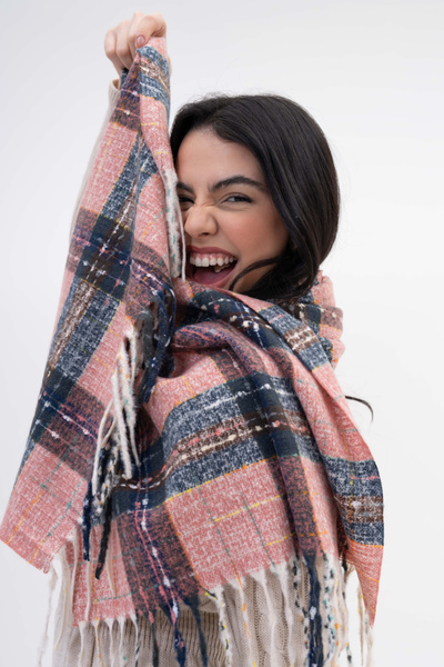 FENZA SCARF LOLA SQUARE STRIPES MODEL LANA-AKRILIC MIXTĂ BATĂ DE IARNĂ