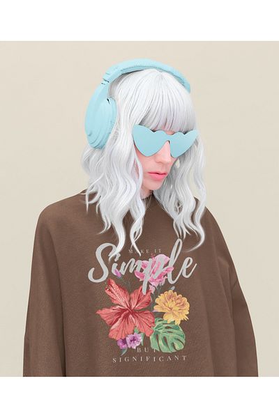 SUNFREE Flower Printed Oversize Cotton Shardon Sweatshirt