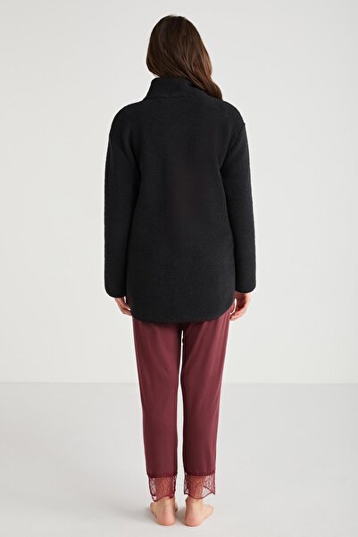 Penyemood Welsoft Women &Apos; S Black Cardigan - Long Sleeve with Zipper C0T4N7O9