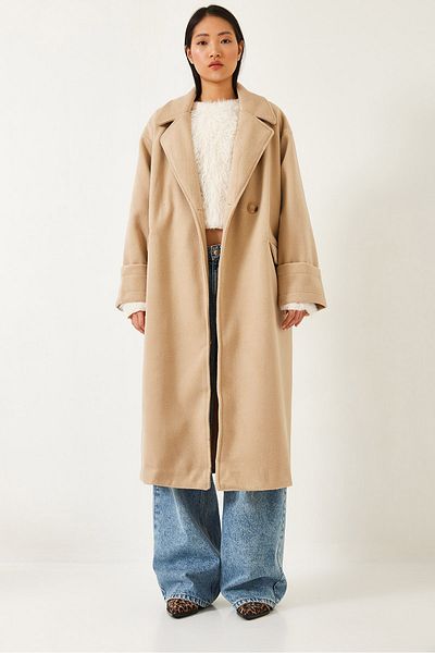 Bianco Lucci Women's Double Pocket Sleeve Folded Cashmere Coat 38138 60351289