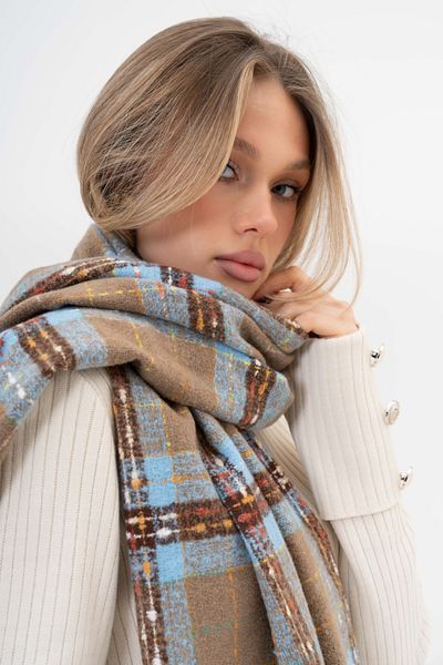FENZA SCARF LOLA SQUARE STRIPES MODEL LANA-AKRILIC MIXTĂ BATĂ DE IARNĂ