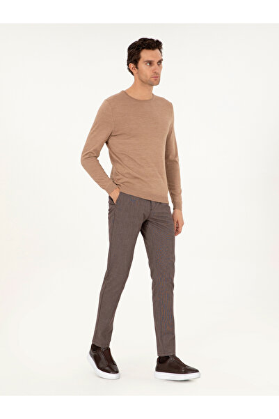 Cacharel Kahverengi Slim Fit Pamuk Karışımlı Kanvas Pantolon 50292336-VR029