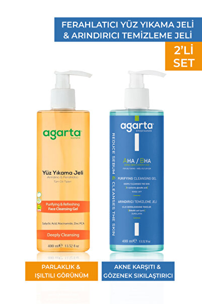 Agarta 2'li Set Gözenek Sıkılaştırıcı Yüz Temizleme Jeli Mavi & Canlandırıcı ...