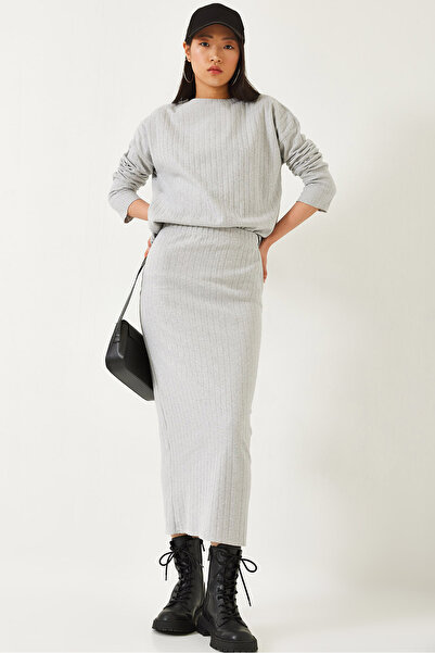 Bianco Lucci Women's Crew Neck Long Sleeve Skirt Bottom Top Suit 0182 60261207