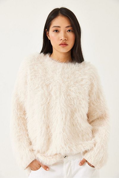 Bianco Lucci Women's Feather Oversize Sweater 241205 60261212