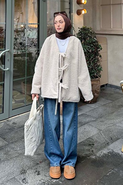 lamelif Bağlamalı Kaşe Kimono