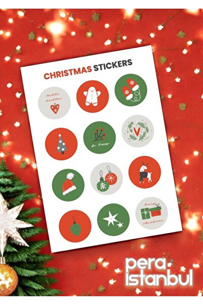 Pera İstanbul 12 قطعة 35 مللي متر علامات بطاقات هدايا السنة الجديدة مجموعة مل...