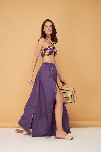 Eda Taşpınar Snap Slit Maxi Skirt - Halter Neck Top Set Teks-00064