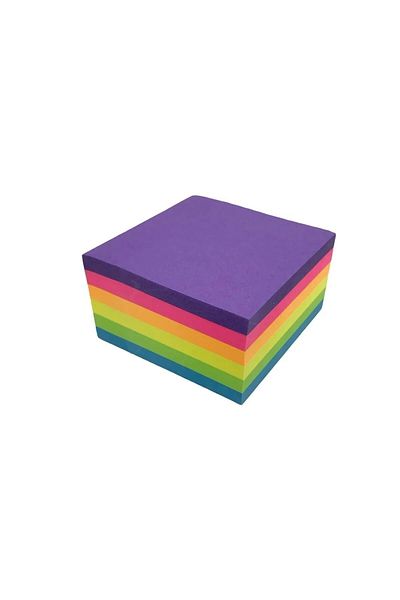 KRAF Bright Adhesive Note Paper Cube 76X76 400 Sheets
