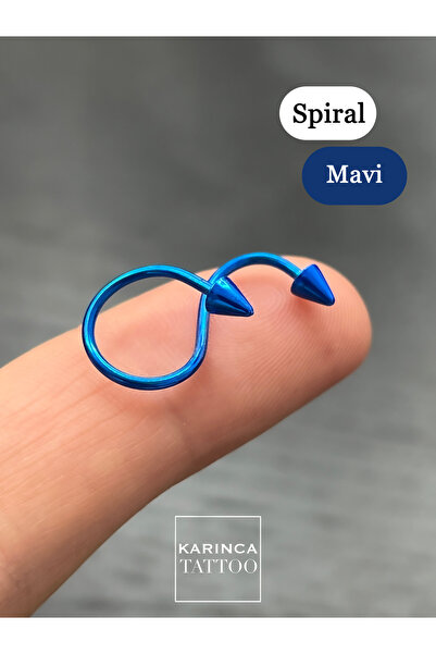 Karınca Piercing S Kıvrımlı Spike Lacivert Kulak Double Helix Twist Spiral Pi...