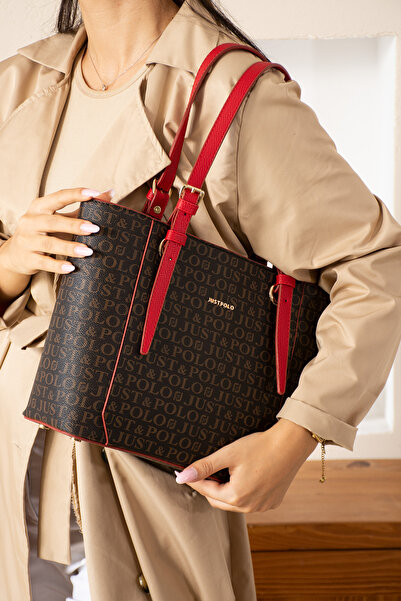 Just Polo Women's Shoulder Bag Patterned Large Size Daily Shopper Tote Bag