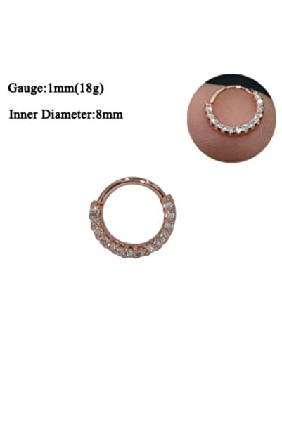Bylin Takı Daith Piercing Önden Taşlı Halka Piercing-halka Çapı 8mm-1 Adet