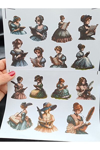 Pink Swan Craft Set de autocolante pentru femei care citesc și scriu vintage,...