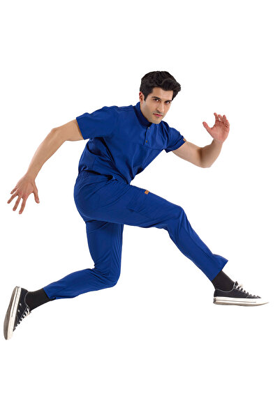 Brl Üniforma قميص جراحي للطبيب والممرضة باللون الأزرق من الليكرا للرجال |   B...