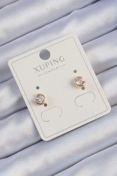 Doğahome Xuping Rose Color Zircon Stone Minimal Oval Earrings